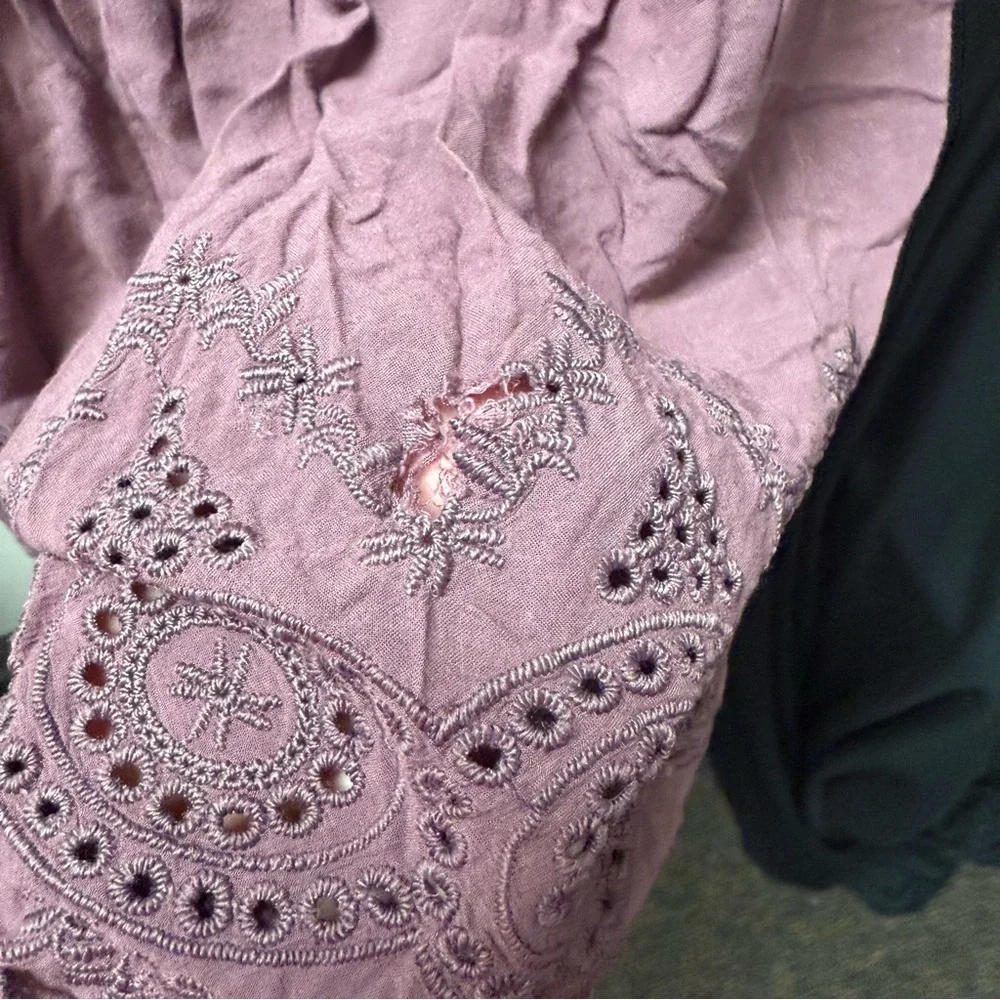 Knox Rose Mauve Crochet Lace Boho Tank L | Tiered Flowy Summer Top - Picture 2 of 7